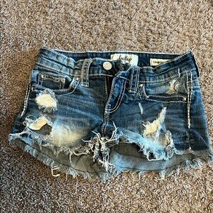 Daytrip Blue Distressed Jean Shorts